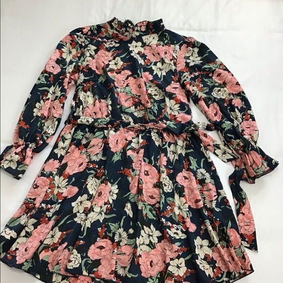Missguided Tall Tie Waist Floral Smock Dress Size 12 - Picture 12 of 14